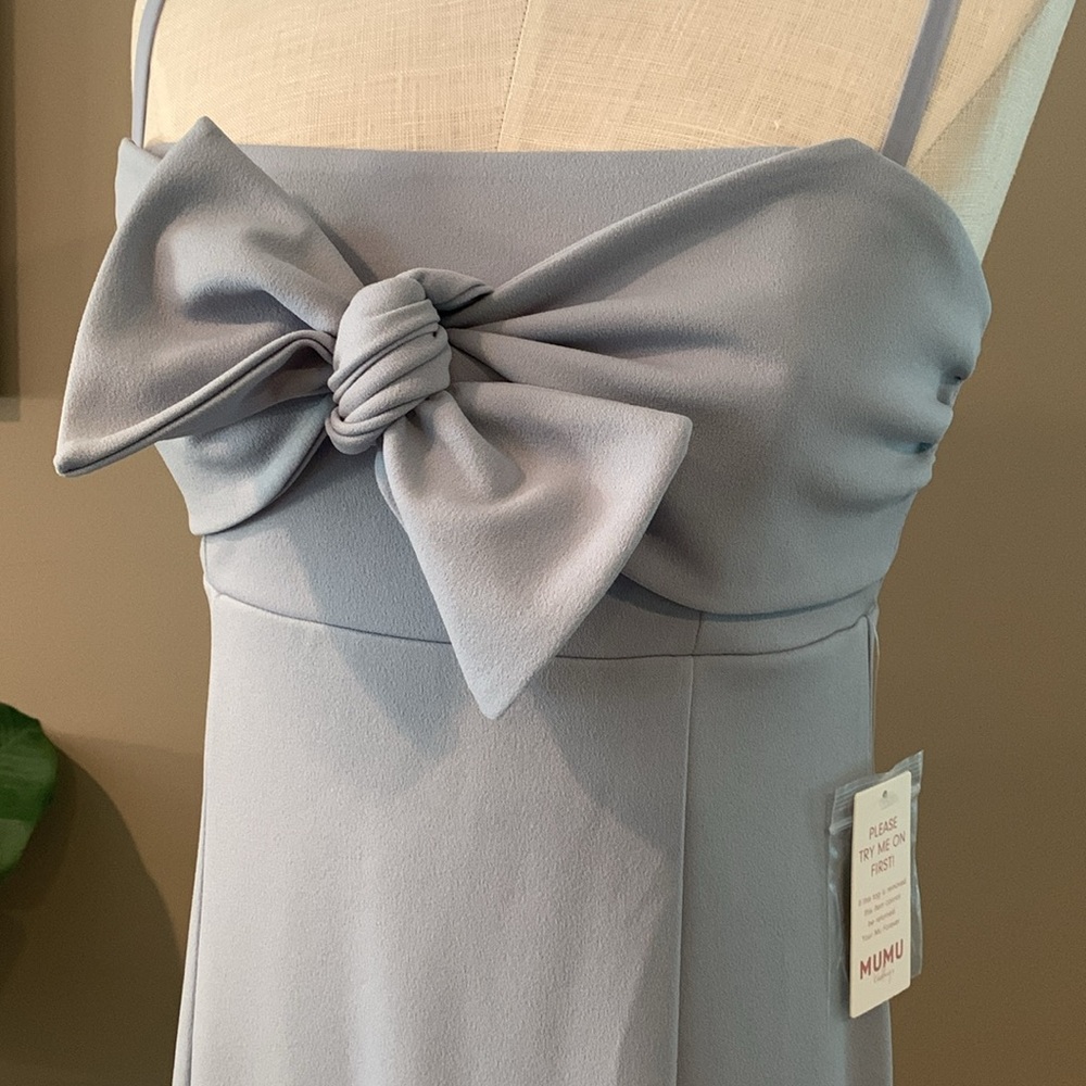 NWT Show Me Your Mumu Weddings Harper Gown, Steel Blue Stretch, Size Large - Picture 8 of 16